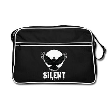 Silent – Dark Raven Gothic Motif - Retro Bag - black/white - Front