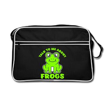 Parle-moi des grenouilles, amateur drôle de grenouilles - Sac Retro - noir/blanc - Devant
