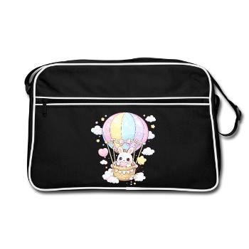 Pastel rabbit balloon in the sky - Retro Bag - black/white - Front