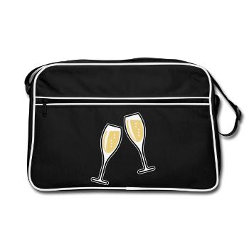 2 Sektgläser (Sekt / Oval / Zu / 3C) - Sac Retro - noir/blanc - Devant