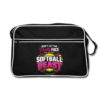Softball Humour Joueuse Sport Fille Rose Cadeau - Sac Retro - noir/blanc - Devant