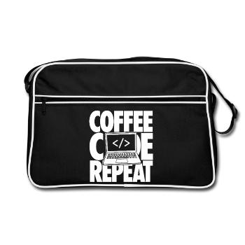 Coffee Code Repeat Programmer - Retro Bag - black/white - Front