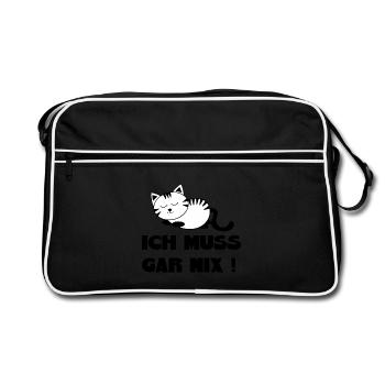 sleeping cat cat white cats gift - Retro Bag - black/white - Front