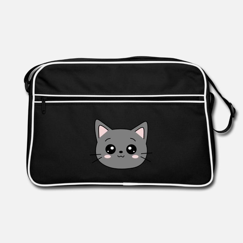 Schwarze Katze Katze Süßes Kätzchen Weihnachtsgeschenk - Retro Tasche - Schwarz/Weiß