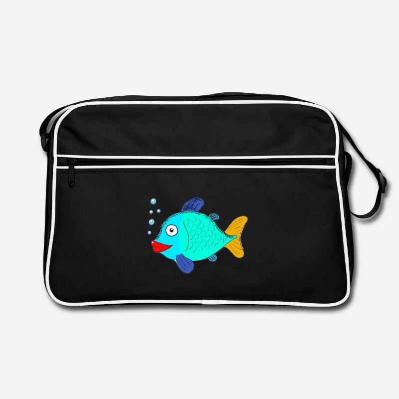 fisch mit Blubberblasen Retro Tasche