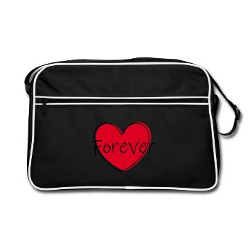 Cœur rouge cœur rouge cœur cadeau - Sac Retro - noir/blanc - Devant