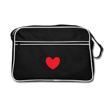 coeur rouge coeur rouge coeur rouge cadeau - Sac Retro - noir/blanc - Devant