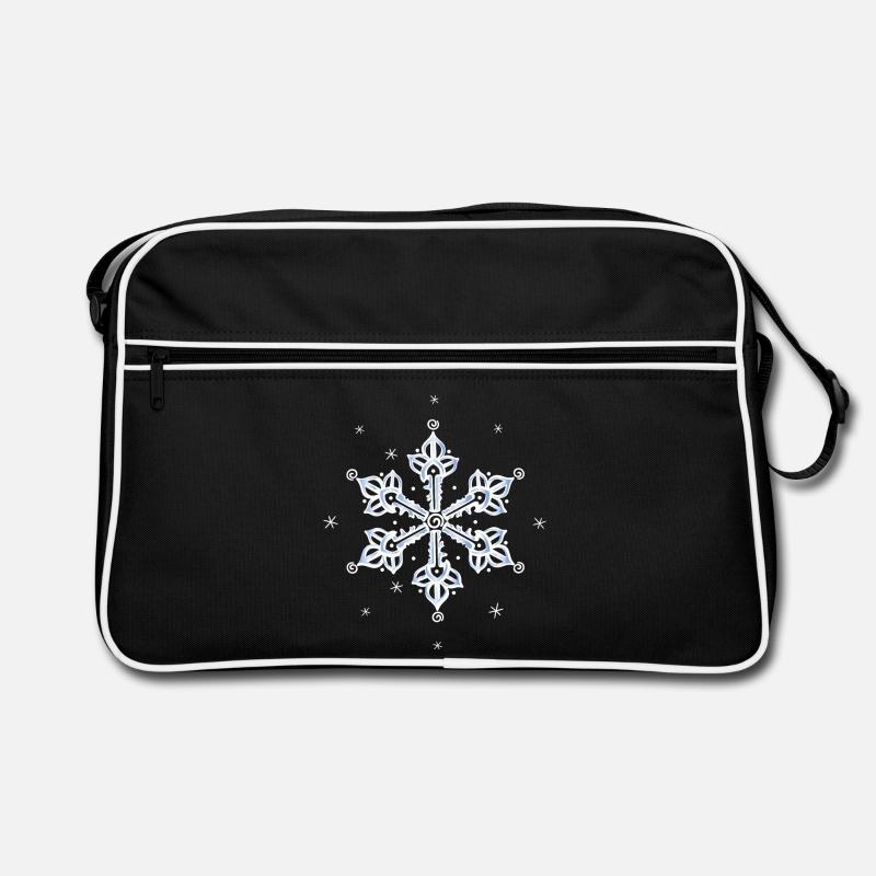 Schneeflocke Eiskristall - Retro Tasche - Schwarz/Weiß