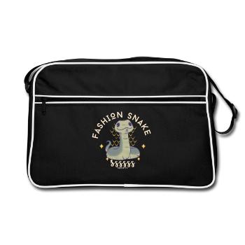 Fashion Snake Society Logo - Retro Tasche - Schwarz/Weiß - Vorne