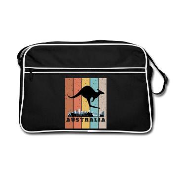 Kangourou sur la ligne d’horizon australienne - Sac Retro - noir/blanc - Devant