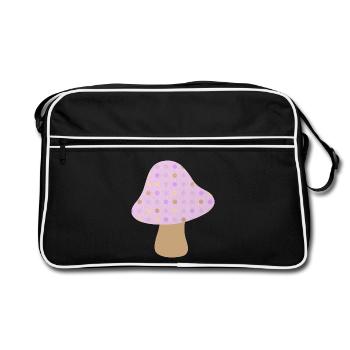 Mushroom Brown Dots Dots Pastel Woodland Nursery - Retro Bag - black/white - Front