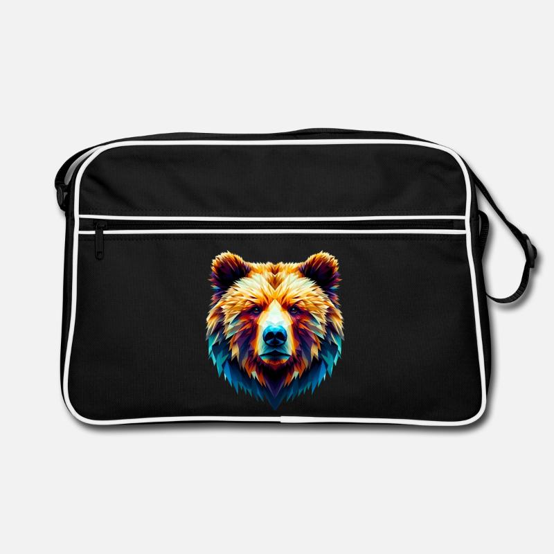 Polygonaler Bär - Retro Tasche - Schwarz/Weiß