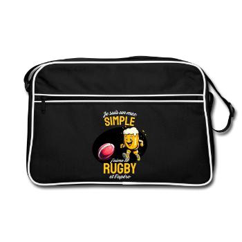 Rugby et Apéro Cartoon Bière - Sac Retro - noir/blanc - Devant