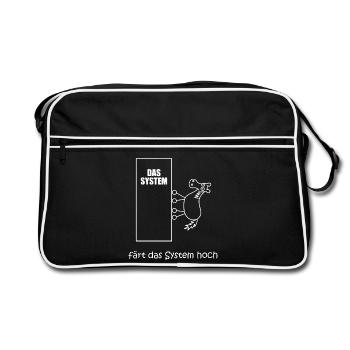 färt das system hoch, Pferd im IT-System, Netzwerk - Retro Tasche - Schwarz/Weiß - Vorne