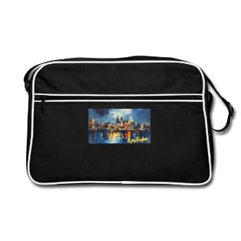 Amsterdam Blue Night Skyline Abstract - Retro Bag - black/white - Front