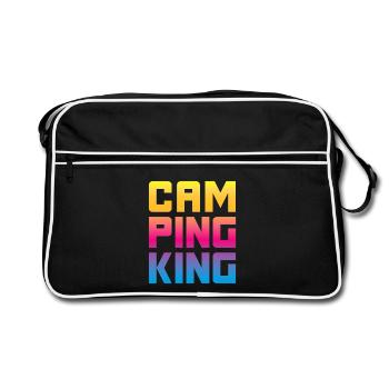 Camping King König Camper Chef lustige Sprüche Fun - Retro Tasche - Schwarz/Weiß - Vorne