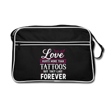 L'amour fait plus mal que les tatouages – Dire l'amour et l'encre - Sac Retro - noir/blanc - Devant