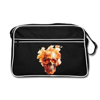 Flammes du crâne - Sac Retro - noir/blanc - Devant