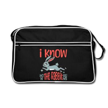 I Know How The Rabbit Runs Denglish - Retro Bag - black/white - Front