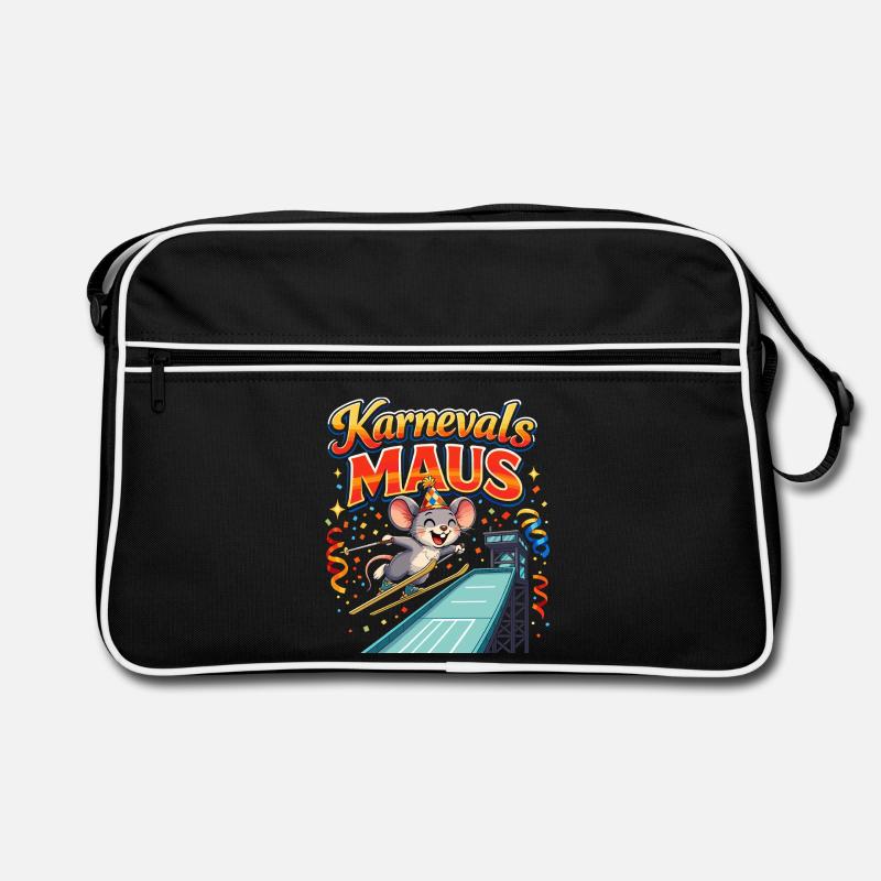 Karnevalsmaus Skispringen lustig  Retro Tasche