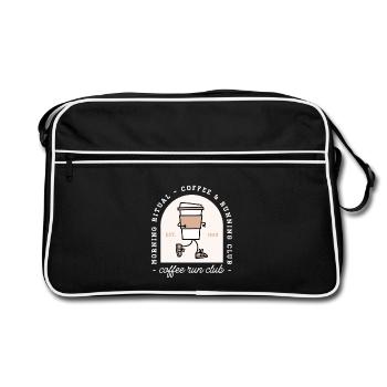 Funny coffee and running lovers run club - Retro Bag - black/white - Front