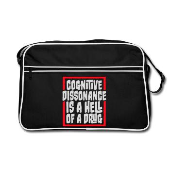 Cognitive Dissonance Is A Hell Of A Drug Saying - Retro Bag - black/white - Front