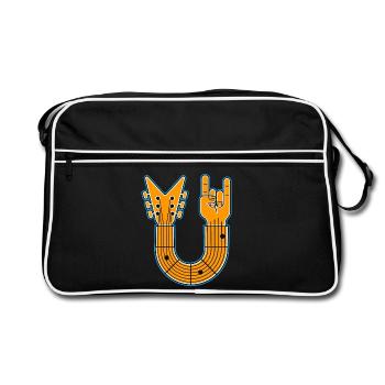 Guitare en U & Rock Hand - Sac Retro - noir/blanc - Devant