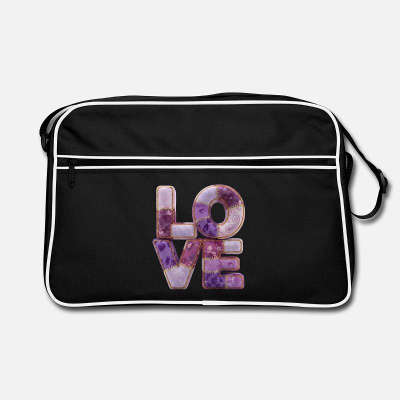 Patchwork Love Quiltlook Schriftzug Retro Tasche