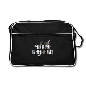 Radicalized by Basic Decency Shirt for Activists - Retro Bag - black/white - Front