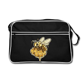 Motif de l’abeille en nid d’abeille - Sac Retro - noir/blanc - Devant
