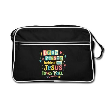 Jésus t’aime, message positif - Sac Retro - noir/blanc - Devant