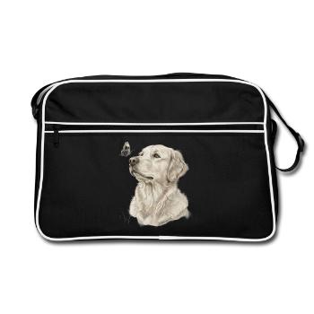 Golden Retriever avec motif papillon - Sac Retro - noir/blanc - Devant