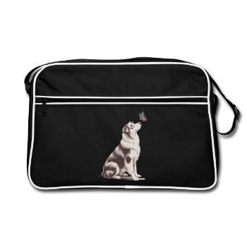 Motif papillon Border Collie - Sac Retro - noir/blanc - Devant