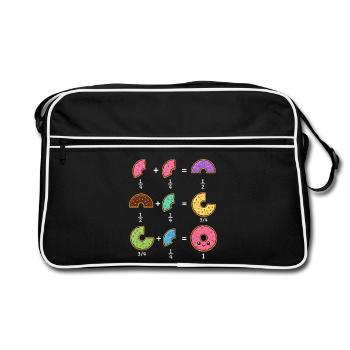 Donut Fractions Math Learning with Humor - Retro Bag - black/white - Front