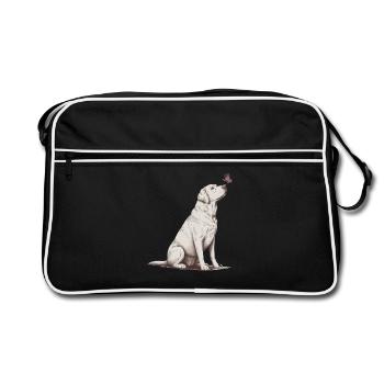 Labrador Retriever avec croquis papillon - Sac Retro - noir/blanc - Devant
