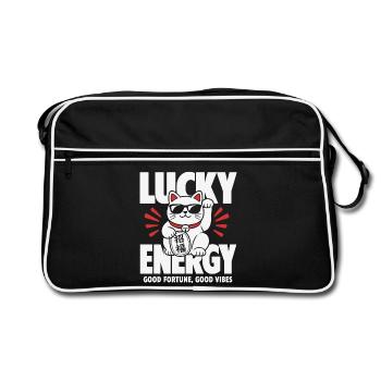 Énergie Chanceuse Chat Cool - Sac Retro - noir/blanc - Devant