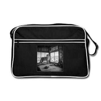 Snow Leopard Vintage Nature Leopard Animal Crime - Retro Bag - black/white - Front