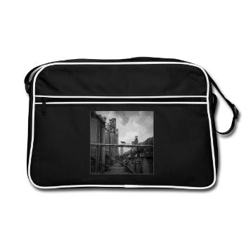 Wolf Lost Place Black & White Art Animal Crime - Retro Bag - black/white - Front