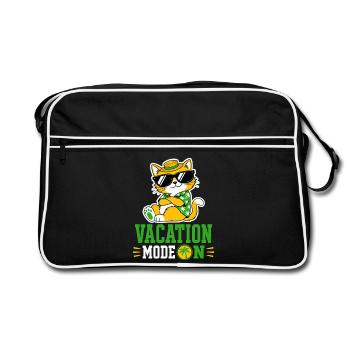 Vacation Mode On Cat Sunglasses Motif - Retro Bag - black/white - Front