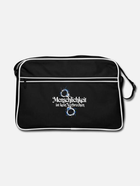 Menschlichkeit Ist Kein Verbrechen T-Shirt Protest - Retro Tasche - Schwarz/Weiß