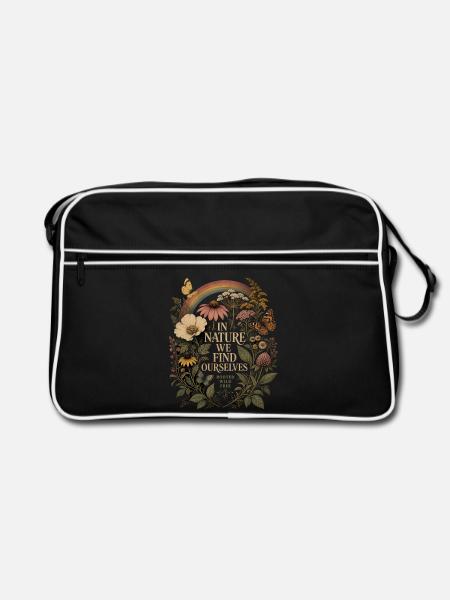 In Nature We Find Ourselves T-Shirt Hoodie Vintage - Retro Tasche - Schwarz/Weiß