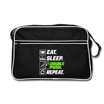 Eat Sleep Double Push Repeat Skate - Retro Tasche - Schwarz/Weiß - Vorne