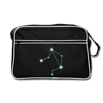 Waagestern Sternbild Tierkreiszeichen Grün - Retro Tasche - Schwarz/Weiß - Vorne