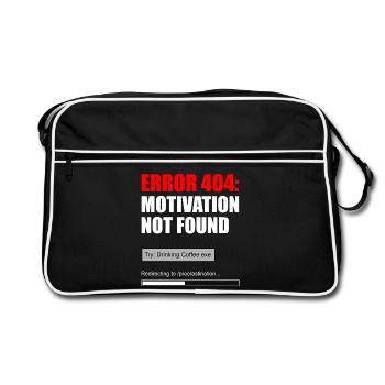 404 Motivation nicht gefunden - Retro Tasche - Schwarz/Weiß - Vorne