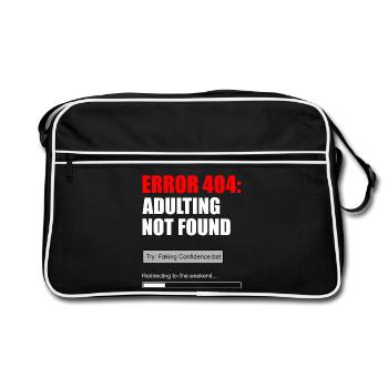Fehler 404 Adulting Not Found Meme Tee - Retro Tasche - Schwarz/Weiß - Vorne