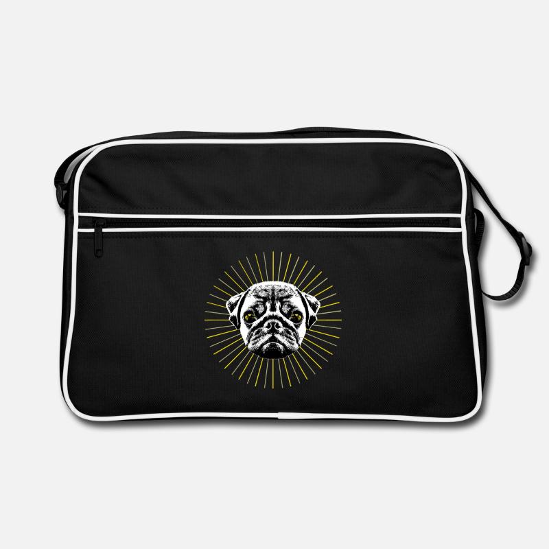 Holy Pug - Retro Tasche - Schwarz/Weiß