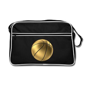 Design de basket-ball doré sur les vêtements de sport - Sac Retro - noir/blanc - Devant