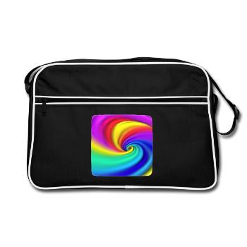 Regenbogenwirbel Farbenspiel - Retro Tasche - Schwarz/Weiß - Vorne