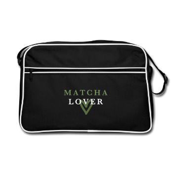 Matcha Lover Green Heart - Retro Bag - black/white - Front