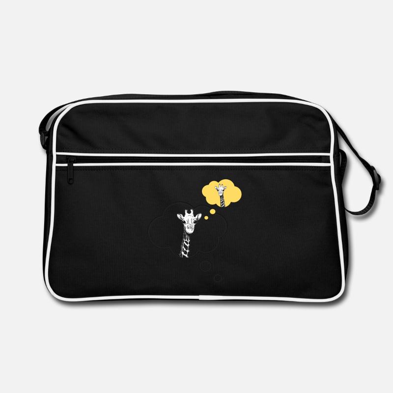 Giraffe denkt an eine Giraffe - Retro Tasche - Schwarz/Weiß